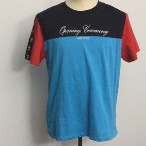 NWT Opening Ceremony
Script Logo Embroidered Colorblock Tee Size Medium Blue HTF